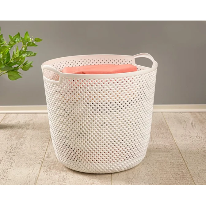 Корзина для белья Limon AZ9, 41x40x37 см, цилиндр, белая Корзина для белья Limon AZ9, 41x40x37 см, цилиндр, белая