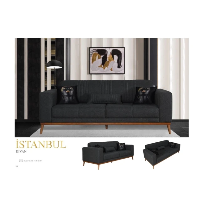 Диван İstanbul черный, 2000x900x900 мм Диван İstanbul черный, 2000x900x900 мм