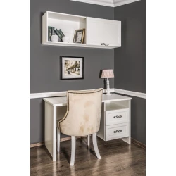 Набор мебели для спальни Era Mebel Mişel, белый (шкаф с 2 дверцами 90x55x223 см, шкаф с 1 дверью 45.5x55x223 см, кровать 150x205.7x137 см, прикроватная тумба 56x47x50.5 см, верхний шкаф 220x35x50 см, письменный стол 130x60x75.3 см, подвесная полка 130x35x