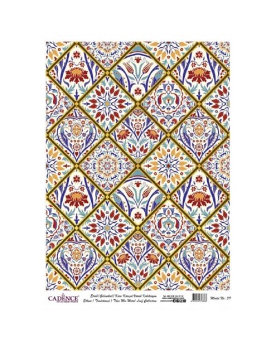 Dekupaj üçün düyü kağızı Cadence Ethnic Silver Metal A3 - 039