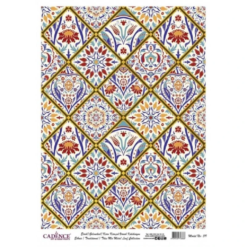 Рисовая бумага для декупажа Cadence Ethnic Gold Metal A3 - 039 Рисовая бумага для декупажа Cadence Ethnic Gold Metal A3 - 039