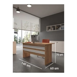 Письменный стол ev_12116193, ламинат, белый/коричневый, 140x60x75 см Письменный стол ev_12116193, ламинат, белый/коричневый, 140x60x75 см