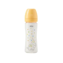 Бутылка для кормления Chicco Perfect Easy Слоник, стекло, оранжевая, 240 мл, 0+ мес