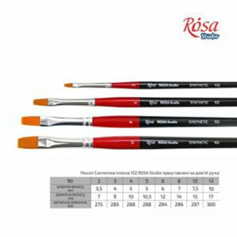 Кисть Rosa Studio 102 №4, плоская, длинная ручка, cинтетика Кисть Rosa Studio 102 №4, плоская, длинная ручка, cинтетика