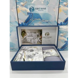 Комплект постельного белья First Home SHA-00002592, евро, хлопок, простыня 250х250 см, пододеяльник 200х220 см, наволочка 50х70 см, 2 шт, разноцветный