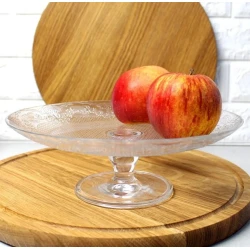 Блюдо на ножке Pasabahce Lacy круглое, 25 см, закаленное стекло, прозрачный