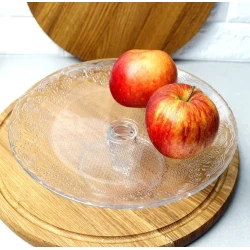 Блюдо на ножке Pasabahce Lacy круглое, 25 см, закаленное стекло, прозрачный