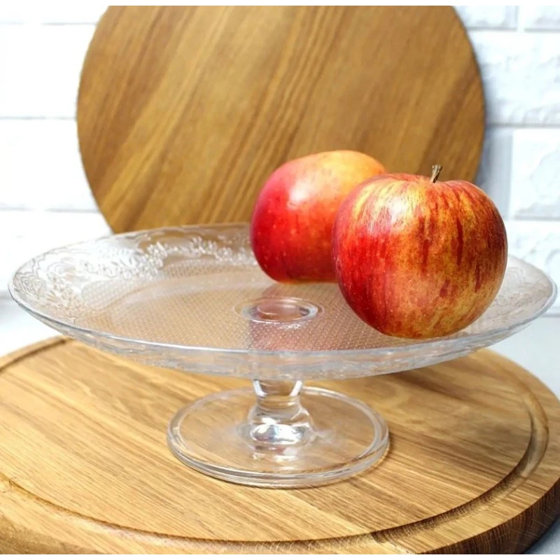 Блюдо на ножке Pasabahce Lacy круглое, 25 см, закаленное стекло, прозрачный Блюдо на ножке Pasabahce Lacy круглое, 25 см, закаленное стекло, прозрачный