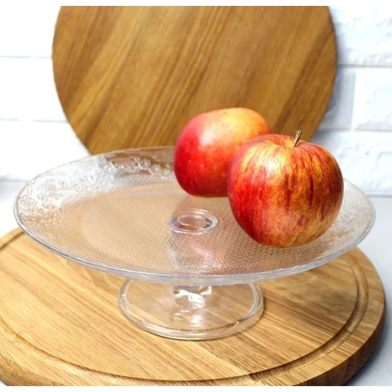 Блюдо на ножке Pasabahce Lacy круглое, 25 см, закаленное стекло, прозрачный Блюдо на ножке Pasabahce Lacy круглое, 25 см, закаленное стекло, прозрачный