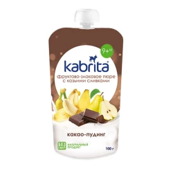 Фруктово-злаковое пюре Kabrita с козьими сливками Какао-пудинг, 100 г, с 9 месяцев