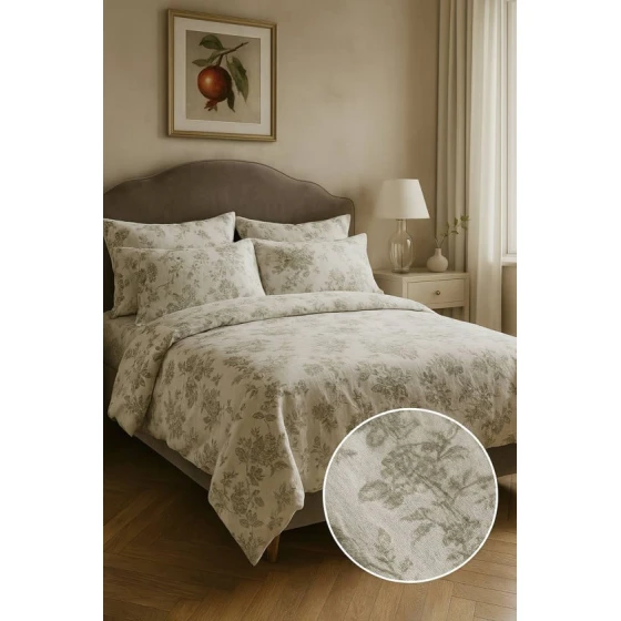 Комплект постельного белья Narlı 1486, простыня 240x260 см, пододеяльник 200x220 см, наволочки 50x70 см 2 шт, поликоттон, двуспальный, разноцветный