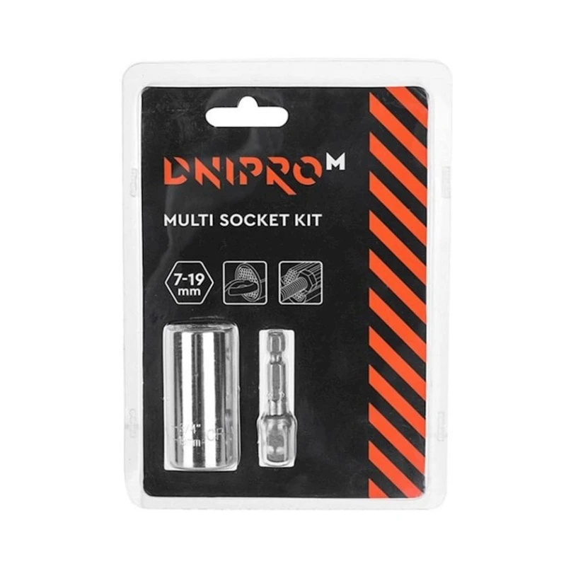 Набор торцевая головка Dnipro-M с адаптером Cr-V, 7-19 мм Набор торцевая головка Dnipro-M с адаптером Cr-V, 7-19 мм