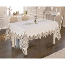 Скатерть Atak 032, прямоугольная, 160х220 см, лен, бежевый