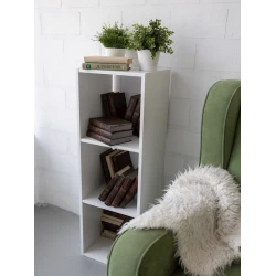 Стеллаж 3563_StellajLittWhite, 104x36x31 см, ЛДСП, белый