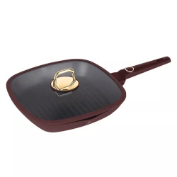 Сковородка-гриль Berlinger Haus Leonardo Collection BH-8037, 28 см, алюминий, с крышкой, бордовая