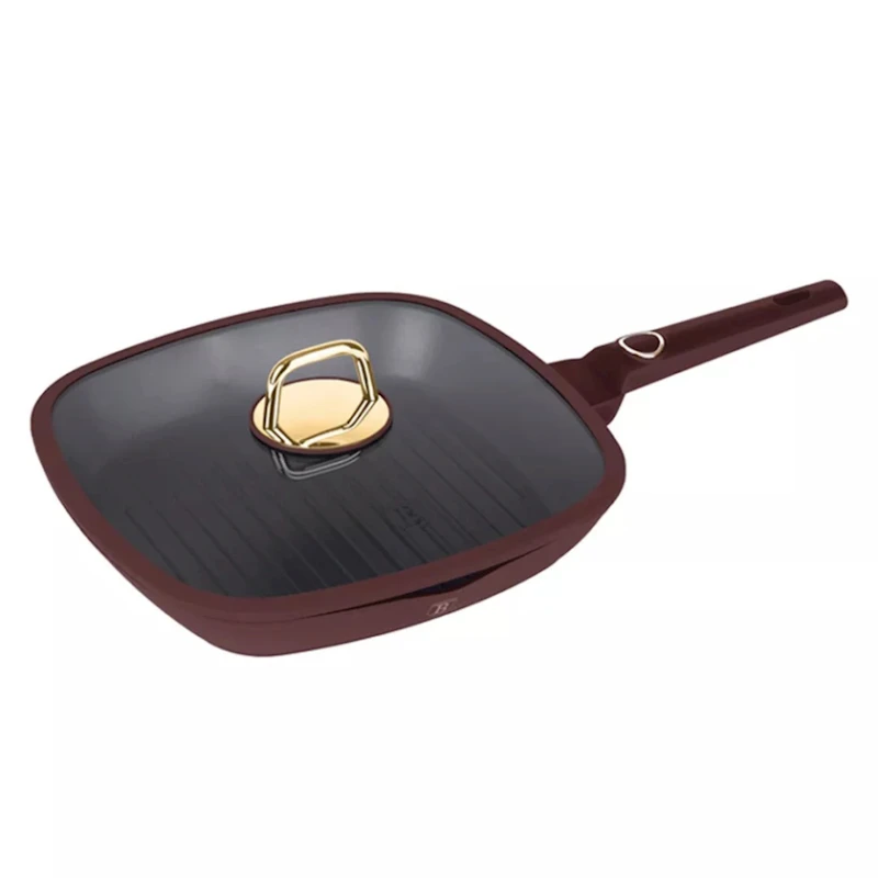 Сковородка-гриль Berlinger Haus Leonardo Collection BH-8037, 28 см, алюминий, с крышкой, бордовая Сковородка-гриль Berlinger Haus Leonardo Collection BH-8037, 28 см, алюминий, с крышкой, бордовая