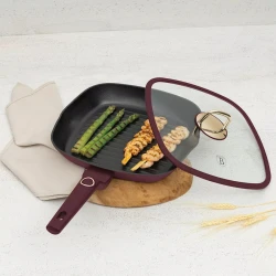 Сковородка-гриль Berlinger Haus Leonardo Collection BH-8037, 28 см, алюминий, с крышкой, бордовая