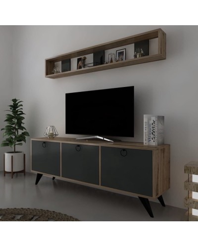 TV üçün tumba ev_12116143, laminat, qara/qəhvəyi, 180x35x60 sm