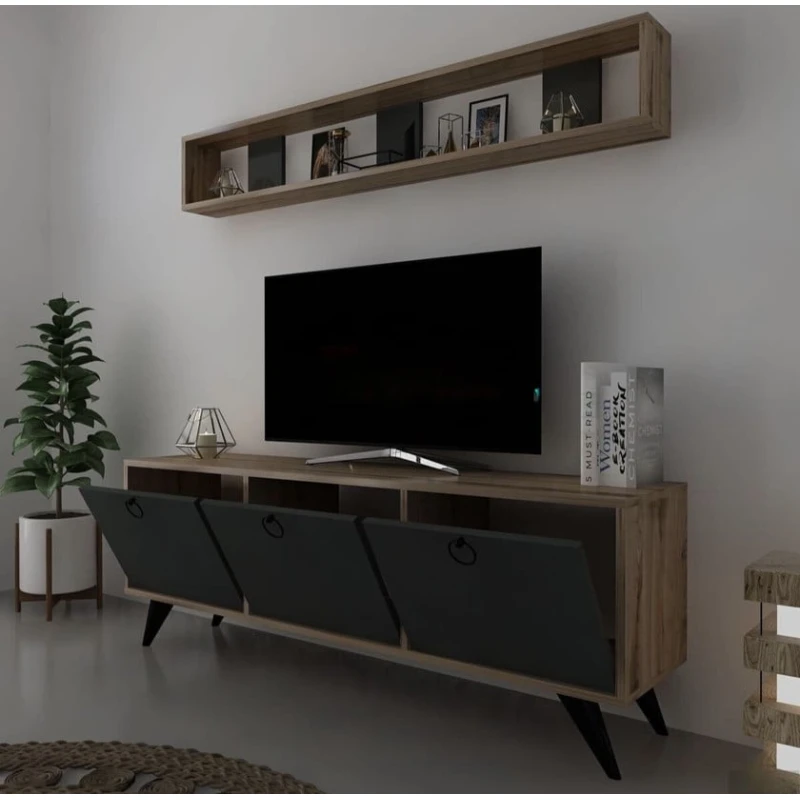 TV üçün tumba ev_12116143, laminat, qara/qəhvəyi, 180x35x60 sm