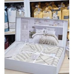 Комплект постельного белья Valeriya SHA-00006258, плед 180х220 см, простыня 240х260 см, 2 шт наволочки 50х70 см, двуспальный, хлопок, разноцветный