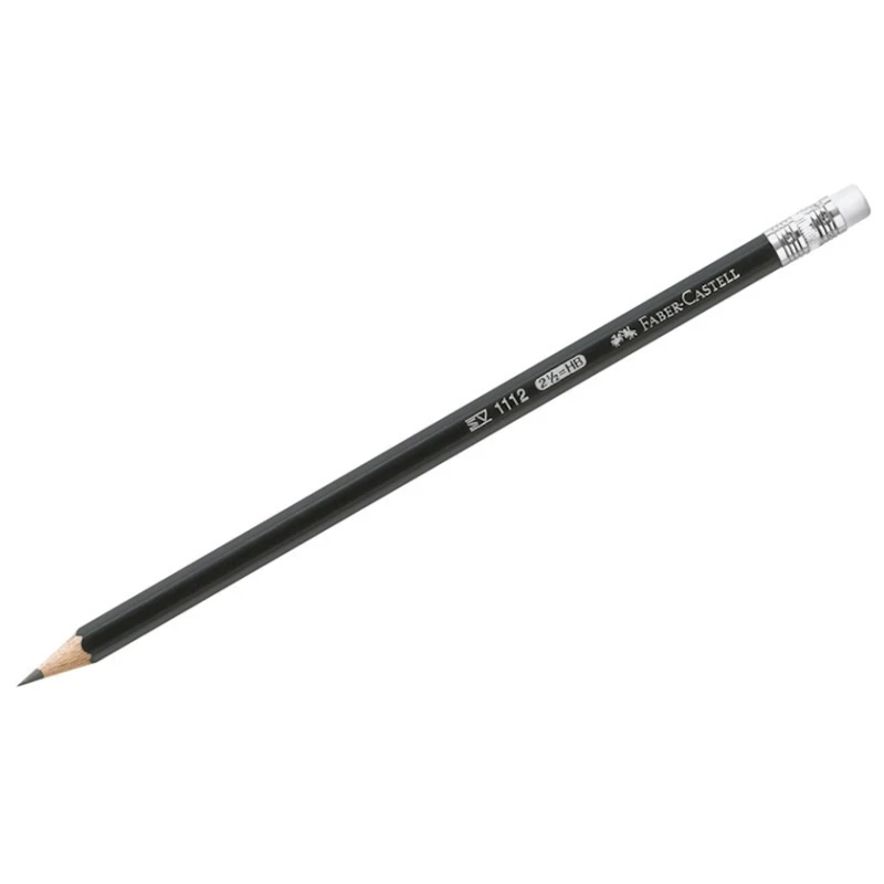 Графитовый карандаш Faber Castell 1112, HB, с ластиком, черный Графитовый карандаш Faber Castell 1112, HB, с ластиком, черный