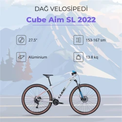 Dağ velosipedi Cube Aim SL 2022, ölçü S, Grey/Blue/Red