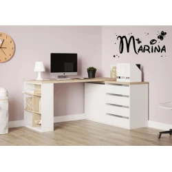 Компьютерный стол Marina 3563_M25ComoWhson, ЛДСП, 75x120x140 см, белый/коричневый