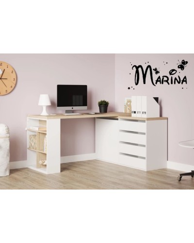 Kompüter masası Marina 3563_M25ComoWhson, LDSP, 75x120x140 sm, ağ/qəhvəyi