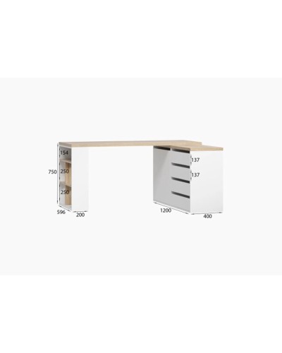 Kompüter masası Marina 3563_M25ComoWhson, LDSP, 75x120x140 sm, ağ/qəhvəyi