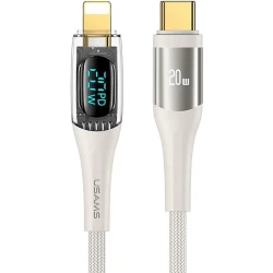 Кабель USAMS SJ588 USB-C to Lightning, 1.2 м, белый