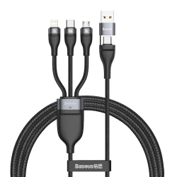 Кабель USB Baseus Flash Series Two-For-Three Fast Charging Data Cable CA2T3-G1 Gray/Black 1.2 м