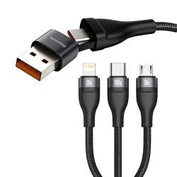 Кабель USB Baseus Flash Series Two-For-Three Fast Charging Data Cable CA2T3-G1 Gray/Black 1.2 м