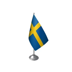 İsveç masaüstü bayraq 0009, 30 sm, xrom