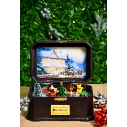 Фигурка Новый год в сундучке, красная/белая/зеленая, 20x14x12 см