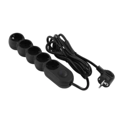 Сетевой фильтр 2E Power strip Plus 3 м, 5-розеточный, Type F, черный - 2E-U05VESM3BK