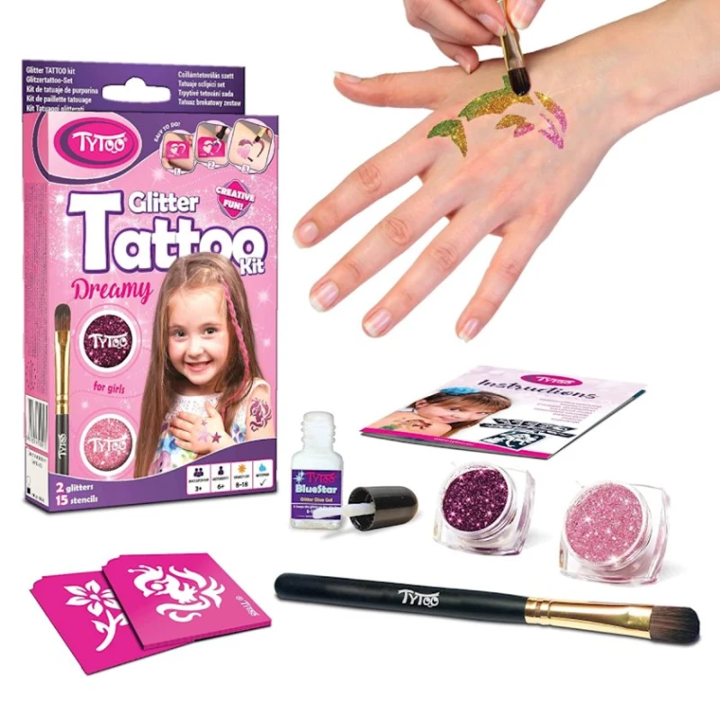 Набор татуировок TyToo Dreamy Girls, с блестками, розовый/фиолетовый