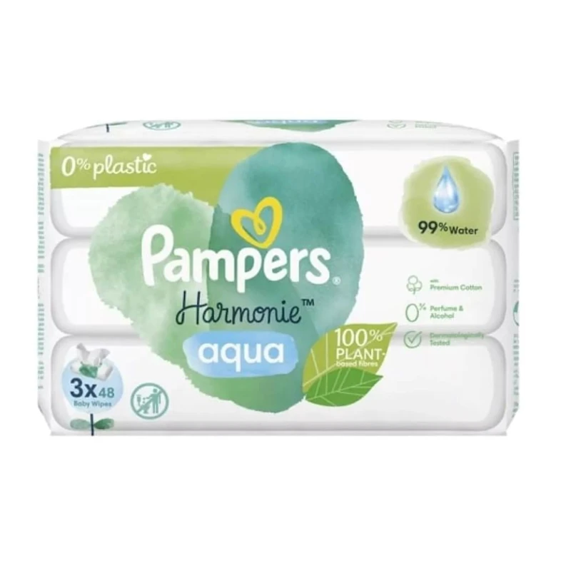 Детские влажные салфетки Pampers Harmonie Aqua, 3x48 шт