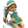 Kukla Reborn M4924 toxunma paltarlı, yaşıl, 55 sm