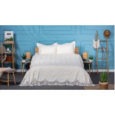 Yataq dəsti Pima Cotton 0000928, örtük 260х260 sm, yastıq üzlər 50х70 sm, iki nəfərlik, velür, ağ