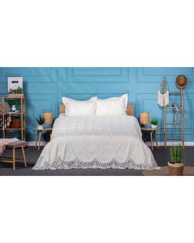 Yataq dəsti Pima Cotton 0000928, örtük 260х260 sm, yastıq üzlər 50х70 sm, iki nəfərlik, velür, ağ