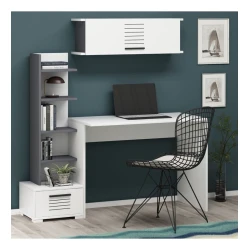 Компьютерный стол Art Mebel 102, белый/серый, 126x180x60 см