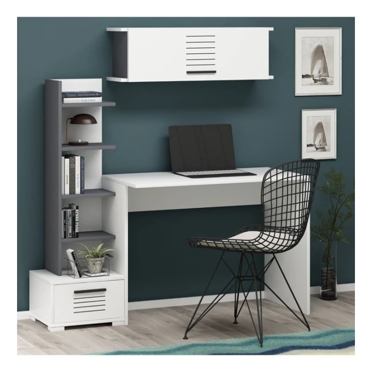 Компьютерный стол Art Mebel 102, белый/серый, 126x180x60 см Компьютерный стол Art Mebel 102, белый/серый, 126x180x60 см