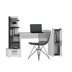 Компьютерный стол Art Mebel 102, белый/серый, 126x180x60 см