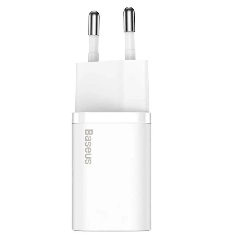 Şəbəkə enerji toplama cihazı Baseus Super Si 1C Fast Wall Charger USB Type C with Lightning cable 20 W, Ağ