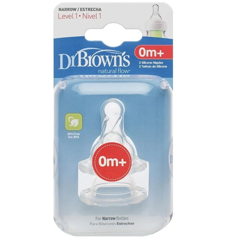 Насадка соски для бутылочек Dr Brown’s Options+, силиконовая, 0м+, 2 шт