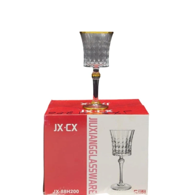 Badə dəsti SHA-00003411, şüşə, şəffaf/qızılı, 6 əd