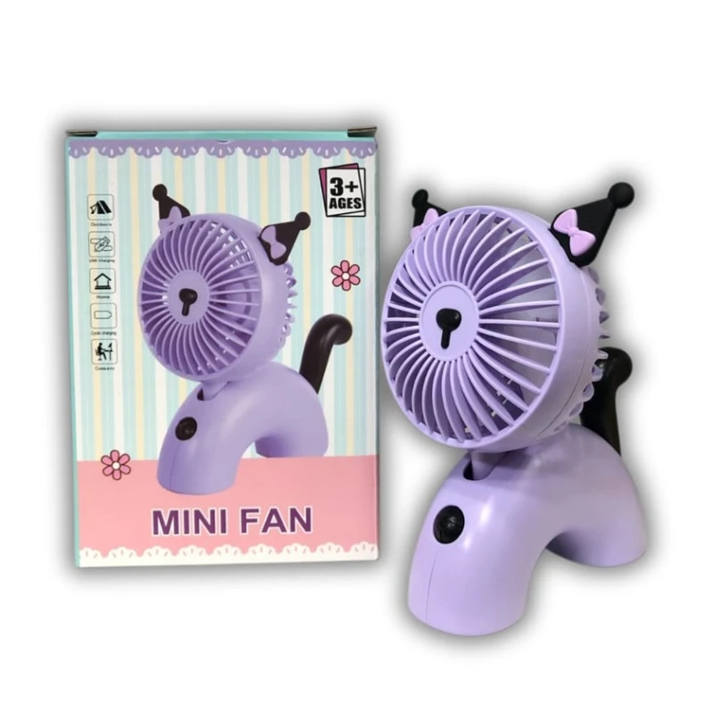 Мини-вентилятор Kuromi, с USB, фиолетовый/черный Мини-вентилятор Kuromi, с USB, фиолетовый/черный