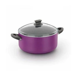 Кастрюля Korkmaz Lina A1103, 22x11 см, 3.8 л, алюминий, стеклянная крышка, фиолетовый