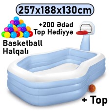 Şişmə hovuz Intex Basketball, 257x188x130 sm, 682 l, mavi - 682TX57183T200