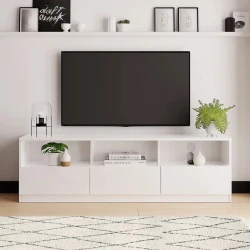 Тумба под ТВ Ev Plus Dunelm, ЛДСП, белая, 180x35x40 см